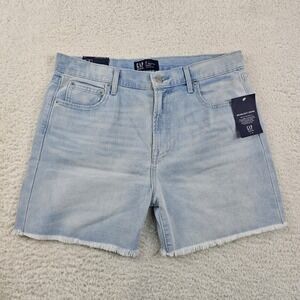GAP Denim Shorts Women's 34 Light Stone Wash 5" Relaxed Cut Off Frayed Hem